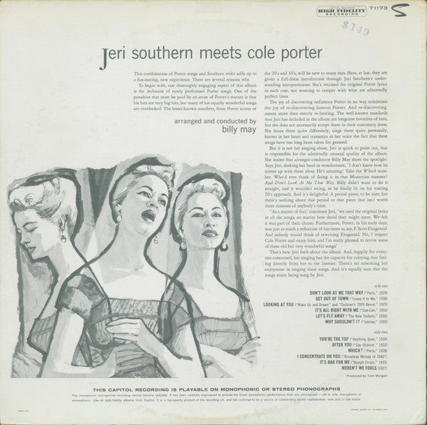Jeri Southern : Jeri Southern Meets Cole Porter (LP, Album, Mono)