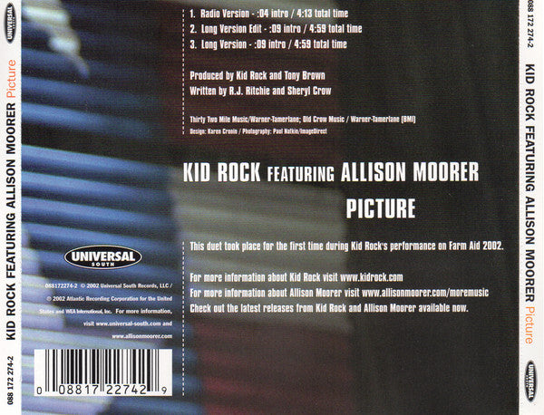 Kid Rock Featuring  Allison Moorer : Picture (CD, Single, UML)