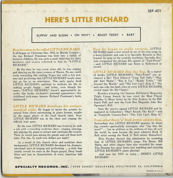 Little Richard : Here's Little Richard (7", EP)