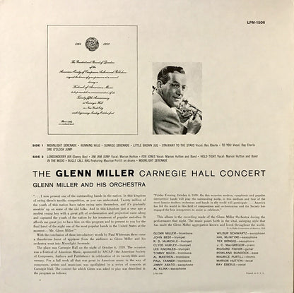 Glenn Miller And His Orchestra : The Glenn Miller Carnegie Hall Concert (LP, Album, Mono, RE, Ind)