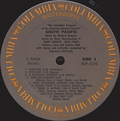 Rodgers & Hammerstein / Featuring Mary Martin, Ezio Pinza With "South Pacific" Original Broadway Cast : South Pacific (LP, Album, Mono, RE)