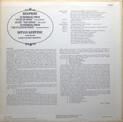 Ottorino Respighi – The London Symphony Orchestra, István Kertész : Kertesz In Rome   Pines Of Rome / The Birds / Fountains Of Rome (LP)