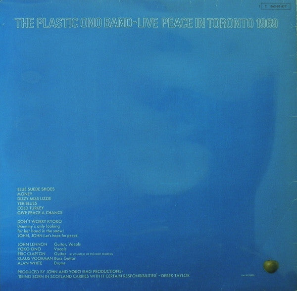 The Plastic Ono Band : Live Peace In Toronto 1969 (LP, Album, RE)