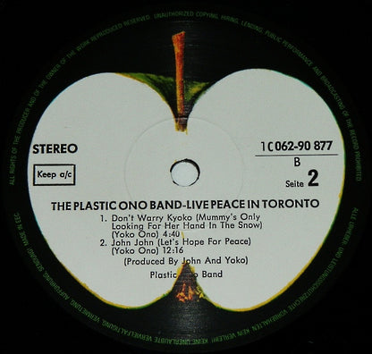 The Plastic Ono Band : Live Peace In Toronto 1969 (LP, Album, RE)