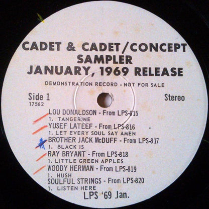 Various : Cadet & Cadet/Concept Sampler January, 1969 Release (LP, Smplr)