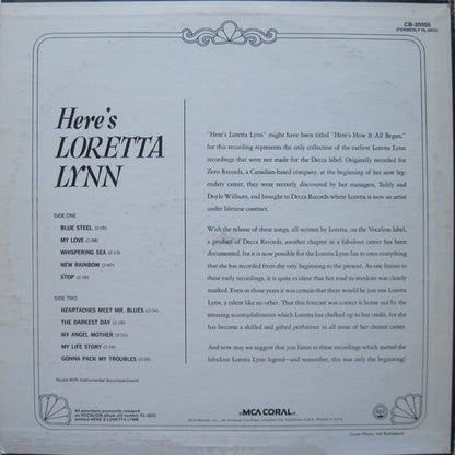 Loretta Lynn : Here's Loretta Lynn (LP, Album, RE)