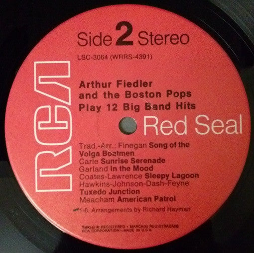 Arthur Fiedler And The Boston Pops Orchestra : Play 12 Big Band Hits (LP, Album, RE)