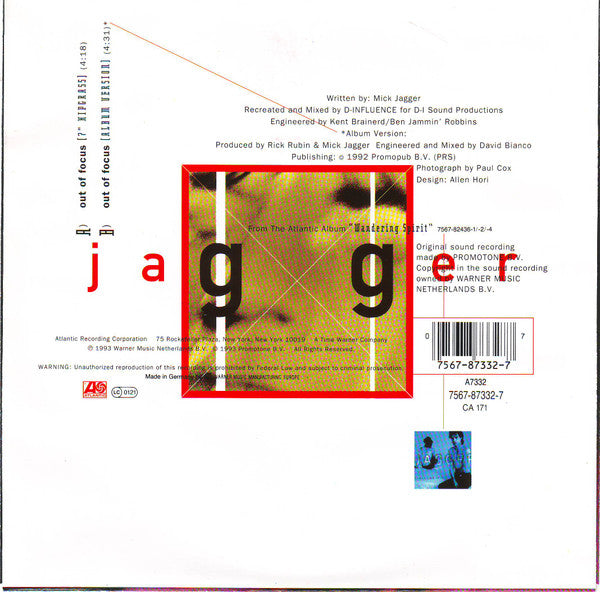 Mick Jagger : Out Of Focus (7")