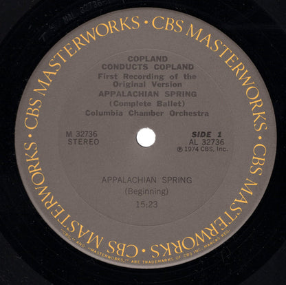 Aaron Copland Conducts Aaron Copland, Columbia Chamber Orchestra : Appalachian Spring (Complete Ballet) (First Recording Of The Original Version) (LP, Album, RE)