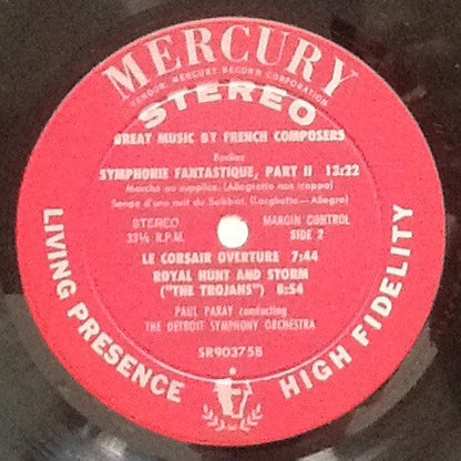 Hector Berlioz - Paul Paray, Detroit Symphony Orchestra : Symphonie Fantastique. Le Corsair Overture. Royal Hunt And Storm (The Trojans) (LP, Album, RE)