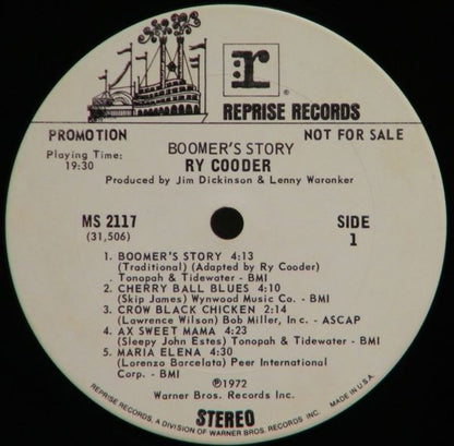 Ry Cooder : Boomer's Story (LP, Album, Promo)