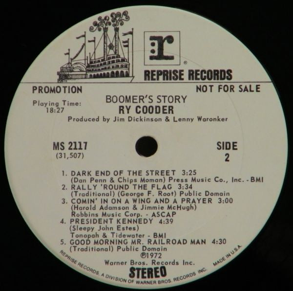 Ry Cooder : Boomer's Story (LP, Album, Promo)