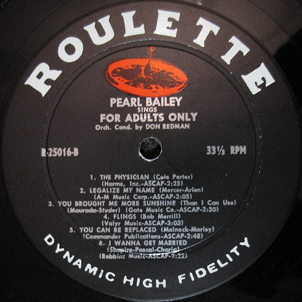 Pearl Bailey : Pearl Bailey Sings For Adults Only (LP, Mono)
