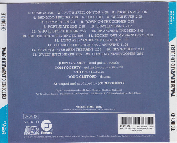 Creedence Clearwater Revival : Chronicle: The 20 Greatest Hits (CD, Comp, Club, RE, BMG)