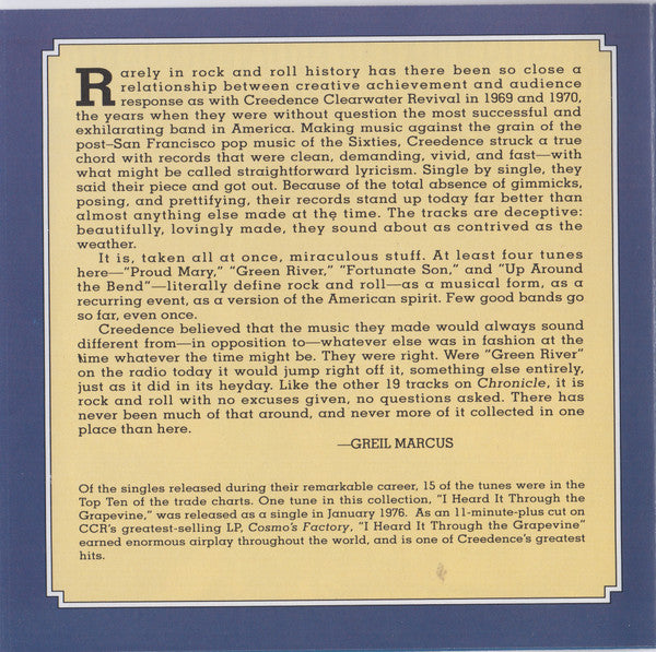 Creedence Clearwater Revival : Chronicle: The 20 Greatest Hits (CD, Comp, Club, RE, BMG)