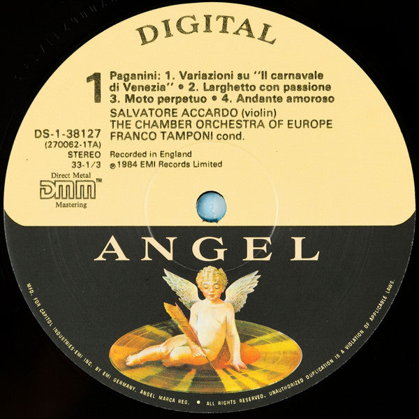 Paganini*, Salvatore Accardo, The Chamber Orchestra Of Europe, Franco Tamponi : Accardo Plays Paganini, Volume 1 (LP)