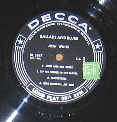 Josh White : Ballads And Blues Volume 2 (10", Album, RP)