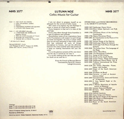 Bernard Benoit : Lutunn Noz: Celtic Music For Guitar (LP, Album)