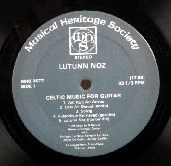 Bernard Benoit : Lutunn Noz: Celtic Music For Guitar (LP, Album)