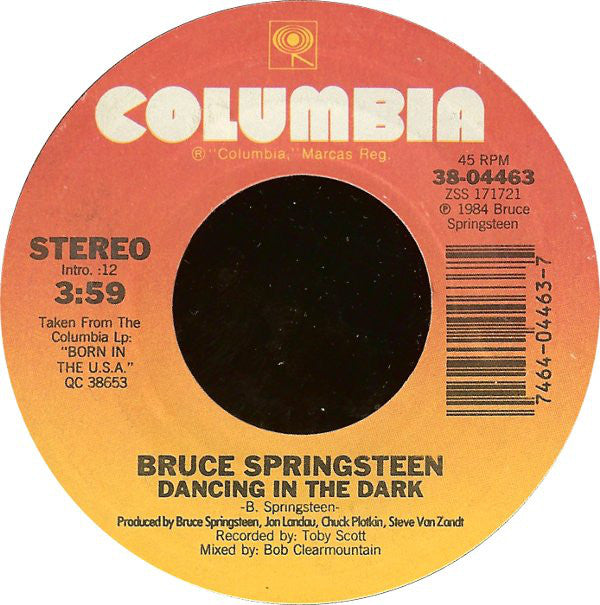 Bruce Springsteen : Dancing In The Dark / Pink Cadillac (7", Single, Styrene, Pit)
