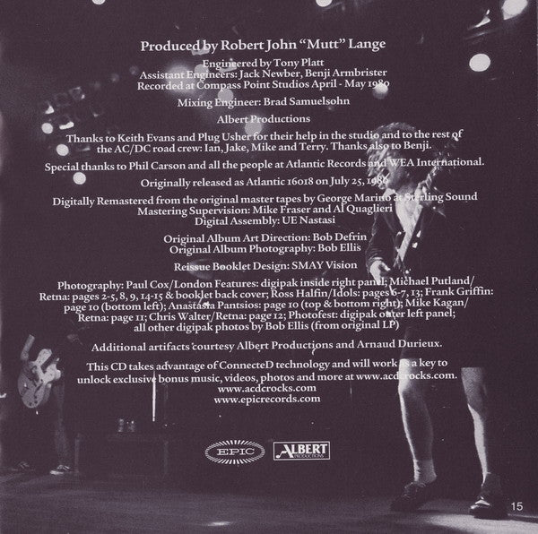 AC/DC : Back In Black (CD, Album, Enh, RE, RM, Dig)