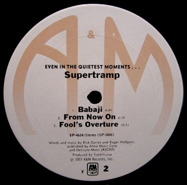 Supertramp : Even In The Quietest Moments... (LP, Album, y -)