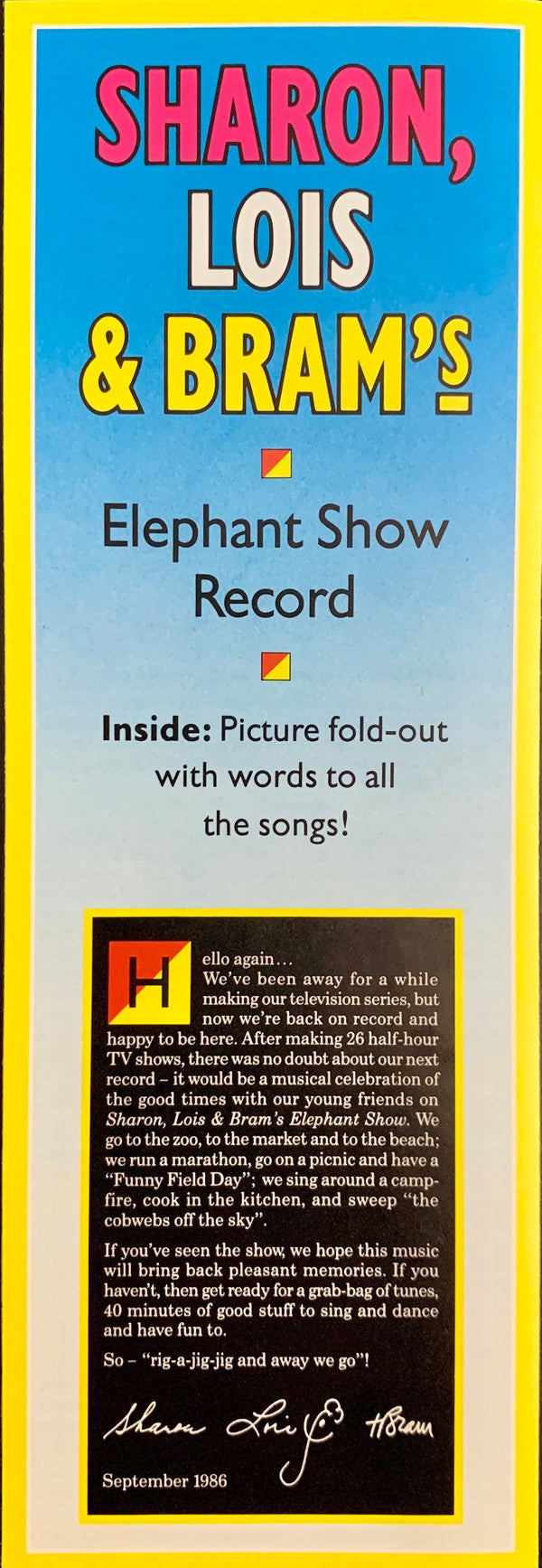 Sharon, Lois & Bram : Sharon, Lois & Bram's Elephant Show Record (LP, Album)