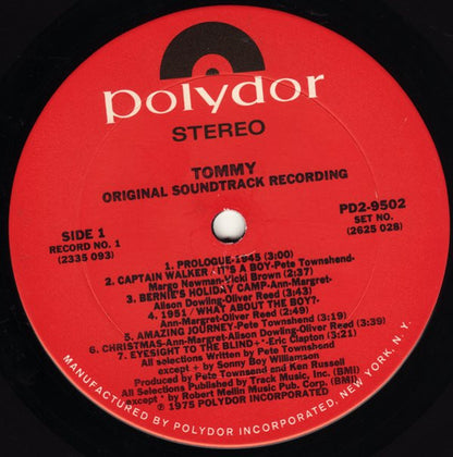 Various : Tommy (Original Soundtrack Recording) (2xLP, Album, PRC)
