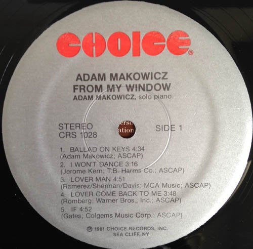 Adam Makowicz : From My Window (LP, Album)