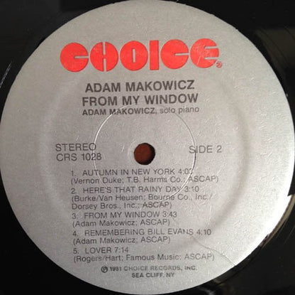 Adam Makowicz : From My Window (LP, Album)