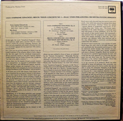 Édouard Lalo / Max Bruch - Isaac Stern, Eugene Ormandy, The Philadelphia Orchestra : Symphonie Espagnole /  Violin Concerto No. 1 (LP, Album, RE)