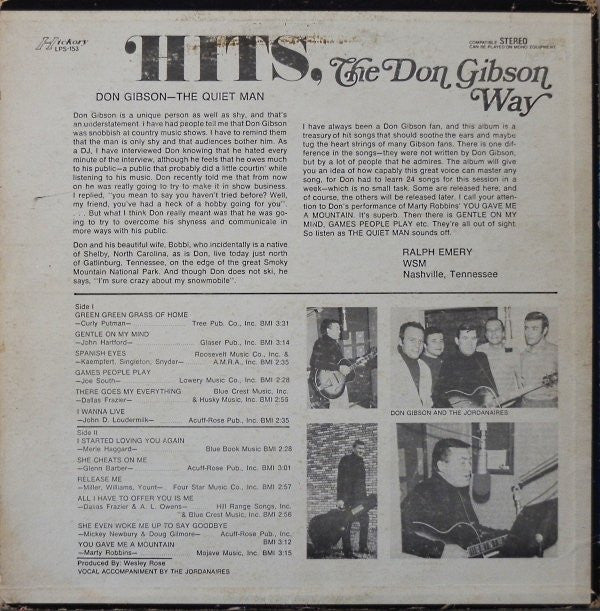 Don Gibson : Hits, The Don Gibson Way (LP, Album)