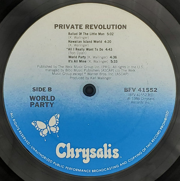 World Party : Private Revolution (LP, Album, Pit)