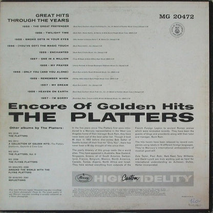 The Platters : Encore Of Golden Hits (LP, Comp, Mono, RE)