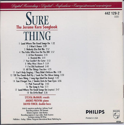 Sylvia McNair, André Previn, David Finck : Sure Thing: The Jerome Kern Songbook (CD, Album)