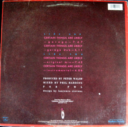 Kissing The Pink : Certain Things Are Likely (12", Single)