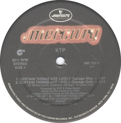 Kissing The Pink : Certain Things Are Likely (12", Single)