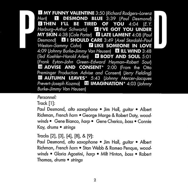 Paul Desmond : Desmond Blue (CD, Album, RE)