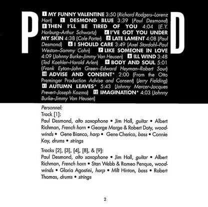 Paul Desmond : Desmond Blue (CD, Album, RE)