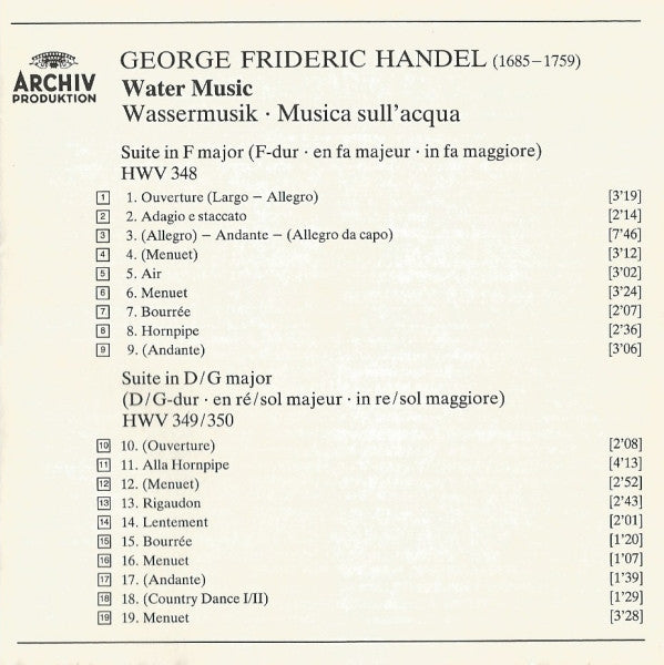 Georg Friedrich Händel – The English Concert, Trevor Pinnock : Water Music (CD, Album, Club)