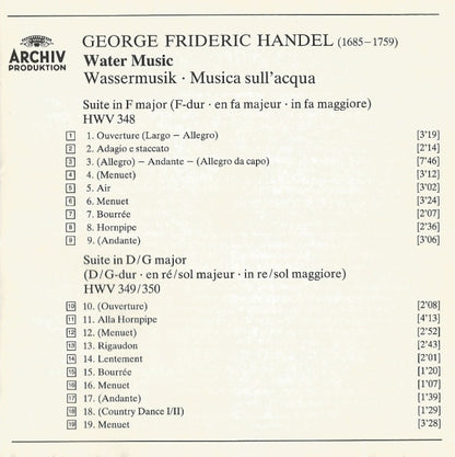 Georg Friedrich Händel – The English Concert, Trevor Pinnock : Water Music (CD, Album, Club)