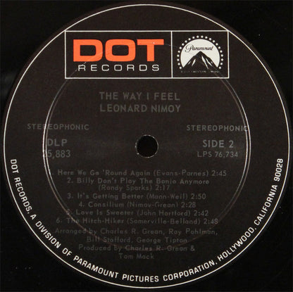 Leonard Nimoy : The Way I Feel (LP, Album, Ind)