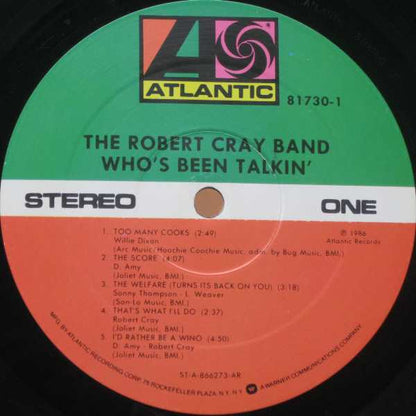 The Robert Cray Band : Who's Been Talkin' (LP, Album, RE, RM, AR)
