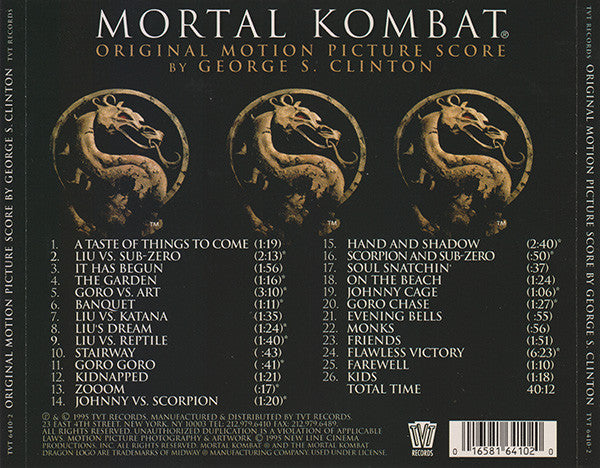 George S. Clinton : Mortal Kombat (Original Motion Picture Score) (CD, Album)