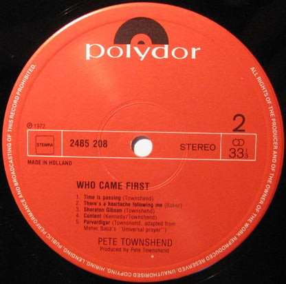 Pete Townshend : Who Came First (LP, Album)