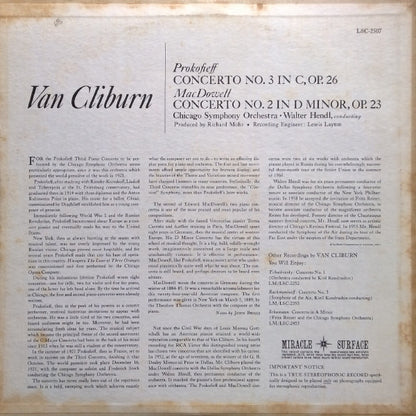 Van Cliburn, The Chicago Symphony Orchestra, Walter Hendl - Sergei Prokofiev / Edward MacDowell : Concerto No. 3 / Concerto No. 2 (LP)
