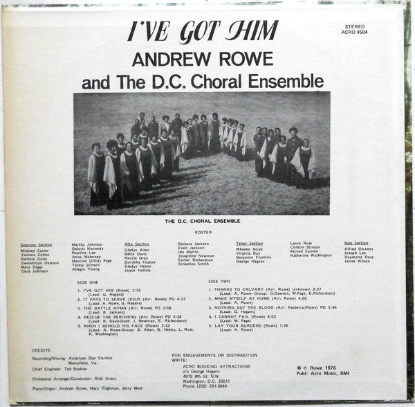 Andrew Rowe (2) And The D.C. Choral Ensemble : I've Got Him (LP)