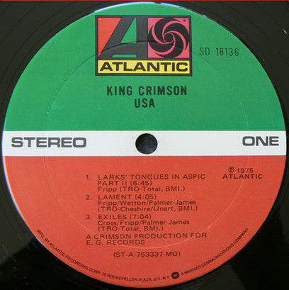 King Crimson : USA (LP, Album, Mon)