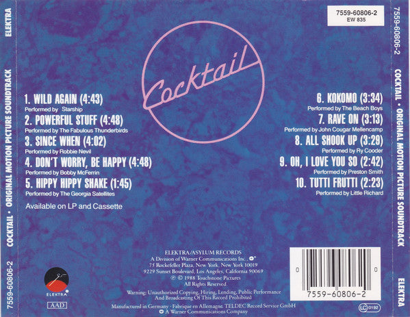 Various : Cocktail - Original Motion Picture Soundtrack (CD, Album, RE)