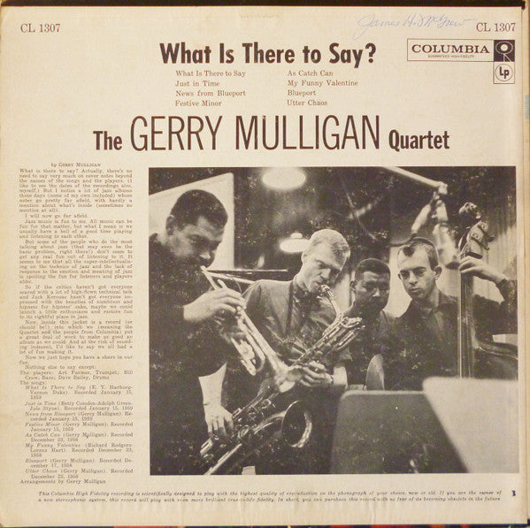Buy Gerry Mulligan Quartet : What Is There To Say? (LP, Album